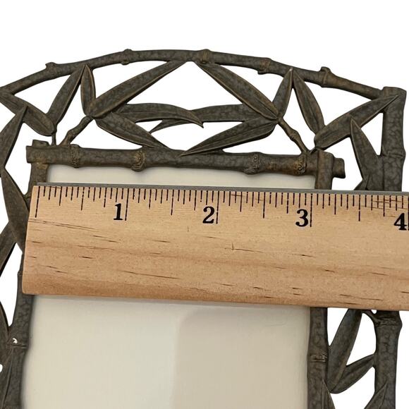 Vintage Faux Bamboo Cast Metal Picture Frame Dark Gray Metal Made in Taiwan ROC - Picture 9 of 10